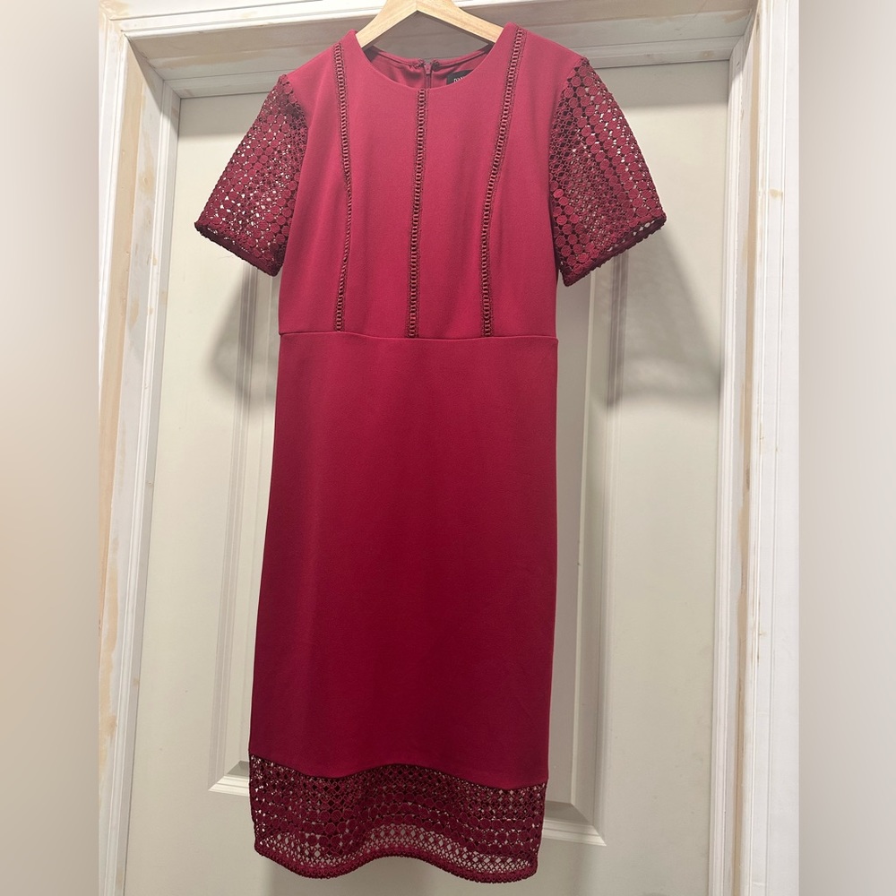 Fuchsia, short sleeve midi dress, size 6
